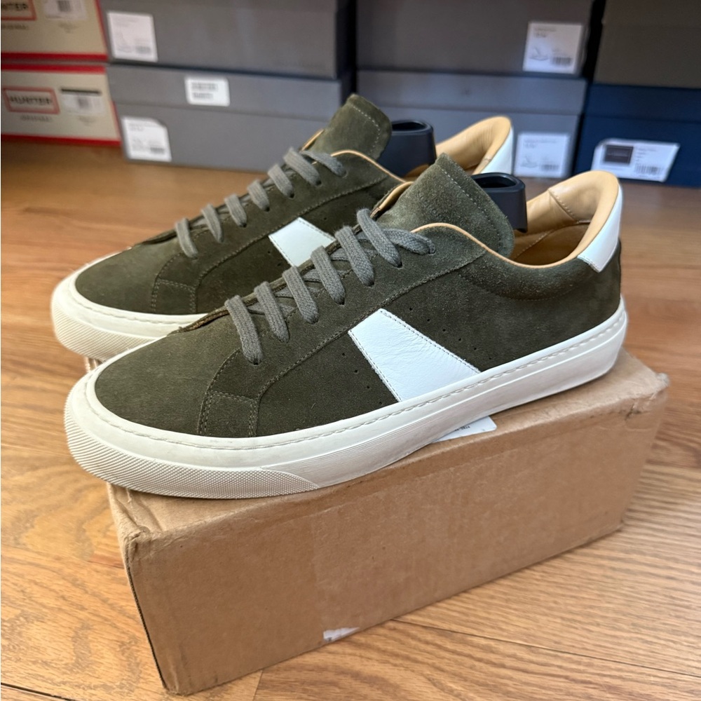 Scarosso Green and White Suede Sneakers